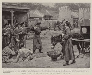 Archery Drill by Chinese Soldiers in the Streets of Pekin